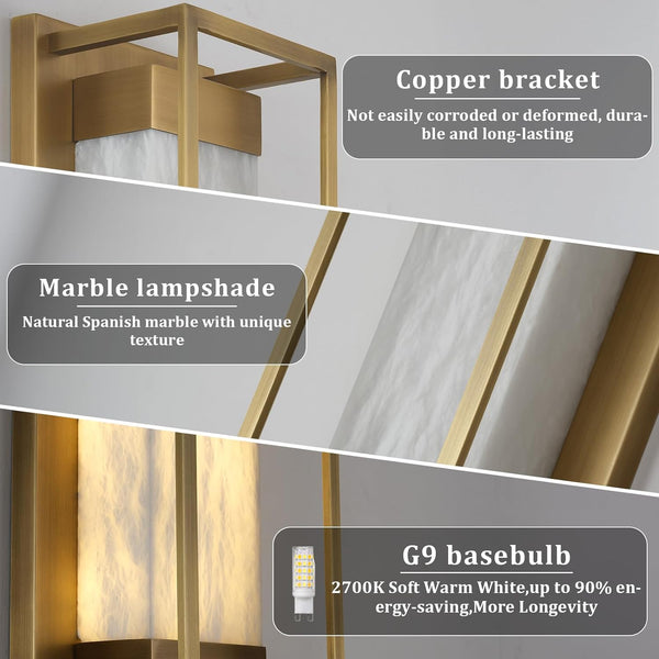 Alabaster Square Shaped Wall Sconce 15.7"