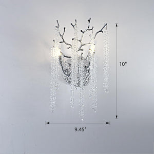Snow Tree Crystal Silver Wall Sconce 10"H