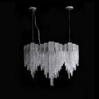 Alisa Luxury Hardware Aluminum Chain Tassel Long Branch Chandelier W35" - kimoylights