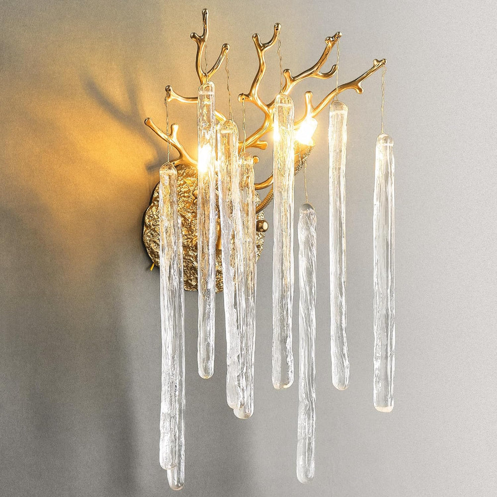 Ice Strip Crystal Gold Wall Sconce for All Rooms 17.7"H