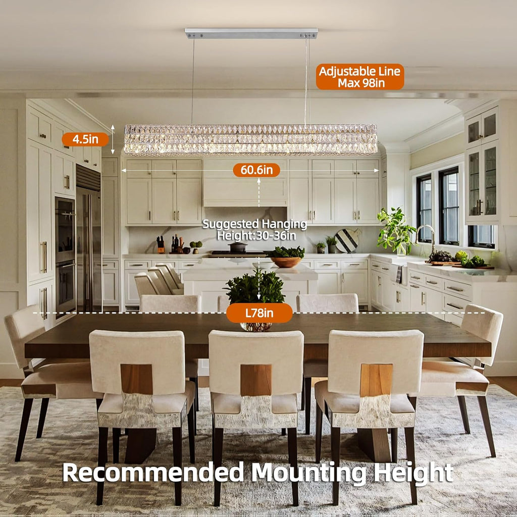 Modern K9 Crystal Round/Rectangular Chandelier 32" 61" - kimoylights