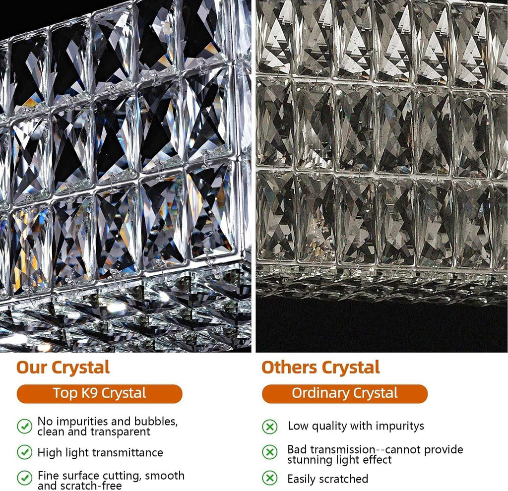 Modern K9 Crystal Round/Rectangular Chandelier 32" 61" - kimoylights