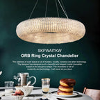 Modern K9 Grey/Clear Crystal Beads Round Chandelier 31.5" - kimoylights