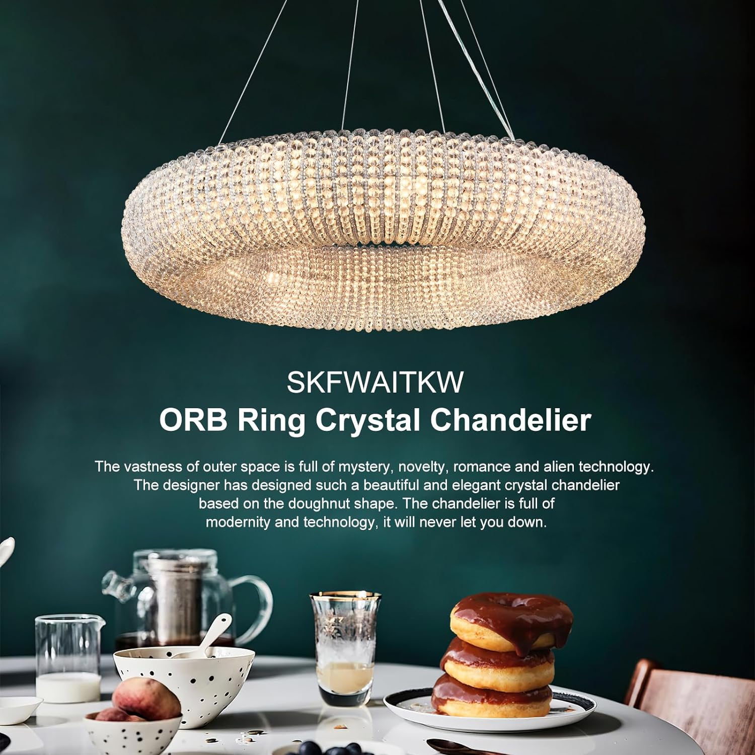 Modern K9 Grey/Clear Crystal Beads Round Chandelier 31.5" - kimoylights