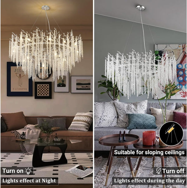 Snow Tree Branch Gold/Silver Chandelier 47''