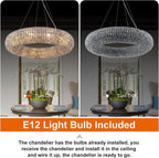 Modern K9 Grey/Clear Crystal Beads Round Chandelier 31.5" - kimoylights