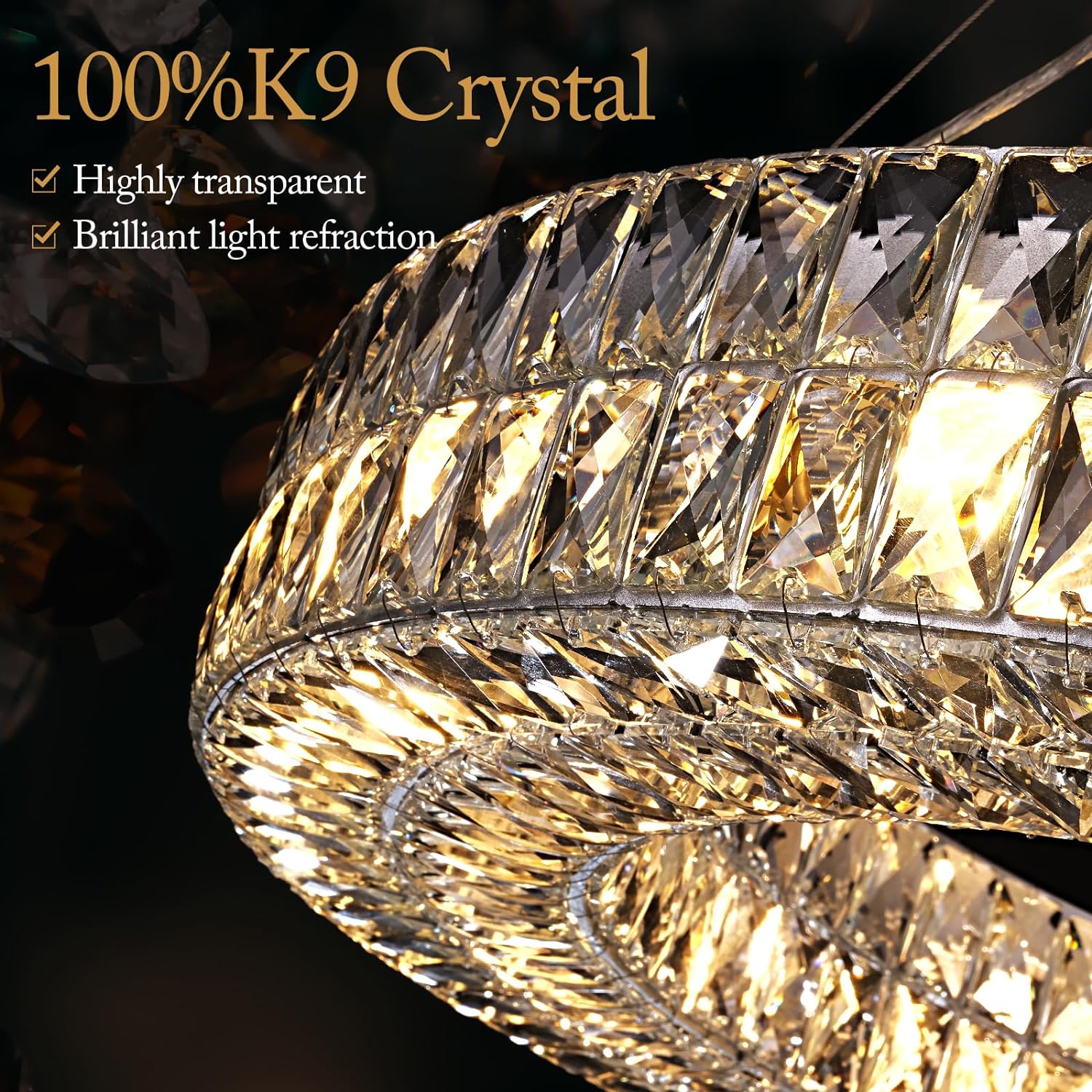 Modern K9 Crystal Round/Rectangular Chandelier 32" 61" - kimoylights