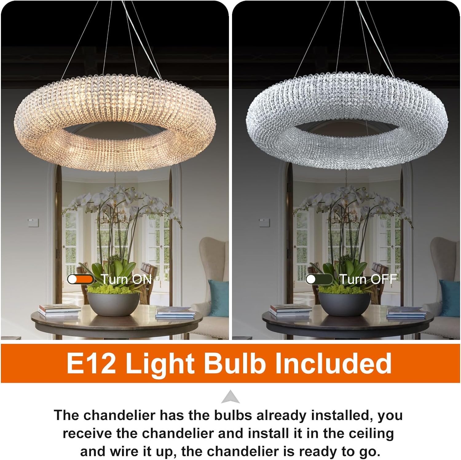 Modern K9 Grey/Clear Crystal Beads Round Chandelier 31.5" - kimoylights
