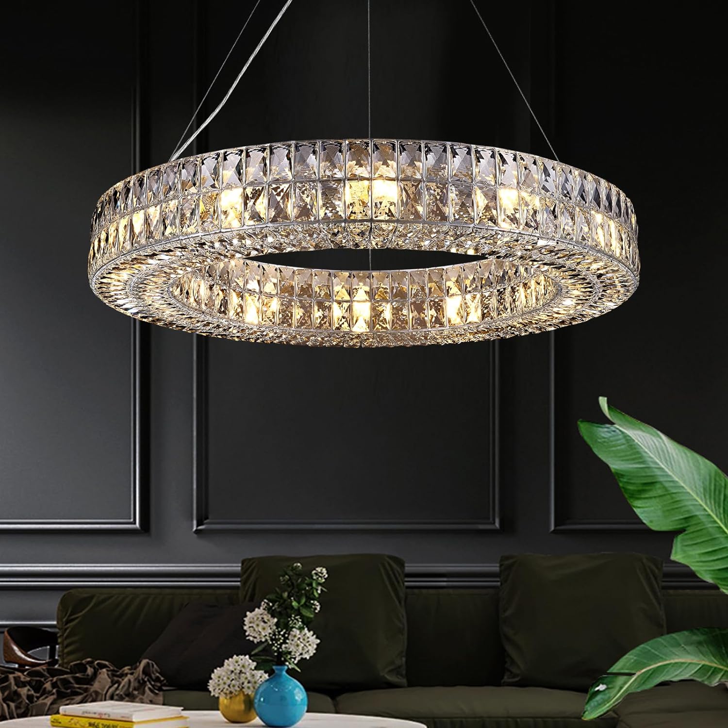 Modern K9 Crystal Round/Rectangular Chandelier 32" 61" - kimoylights