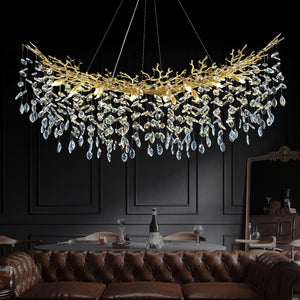 Ice Eye Modern Crystal Tree Branch Linear Chandelier for All Rooms 55" 72"