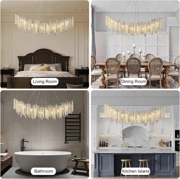 Coin Type Crystal Tree Branch Linear Chandelier 72"