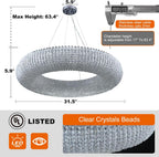 Modern K9 Grey/Clear Crystal Beads Round Chandelier 31.5" - kimoylights