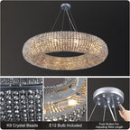 Modern K9 Grey/Clear Crystal Beads Round Chandelier 31.5" - kimoylights