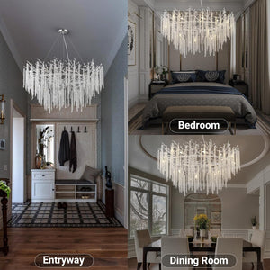 Snow Tree Branch Gold/Silver Chandelier 47''
