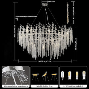 Snow Tree Branch Gold/Silver Chandelier 47''