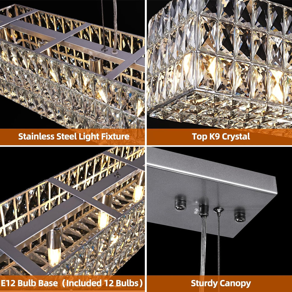 Modern K9 Crystal Round/Rectangular Chandelier 32" 61" - kimoylights