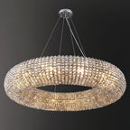 Modern K9 Grey/Clear Crystal Beads Round Chandelier 31.5" - kimoylights