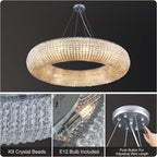 Modern K9 Grey/Clear Crystal Beads Round Chandelier 31.5" - kimoylights
