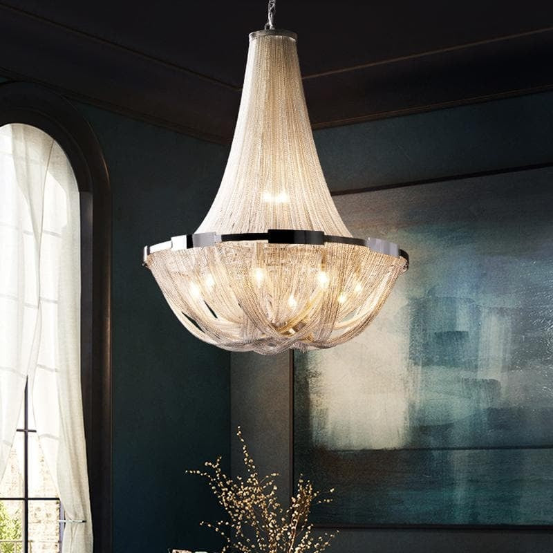 Alisa Luxury Plated Aluminum Chain Tassel Chandelier Diameter 24" 31" - kimoylights
