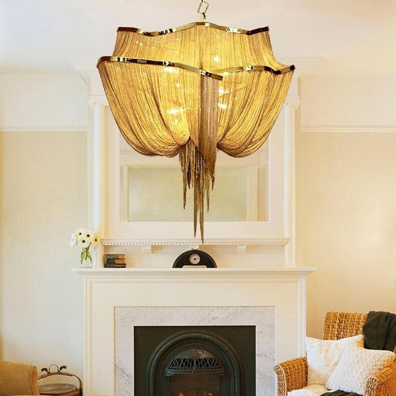 Alisa Luxury Double-Layer Aluminum Chain Tassel Chandelier  - kimoylights