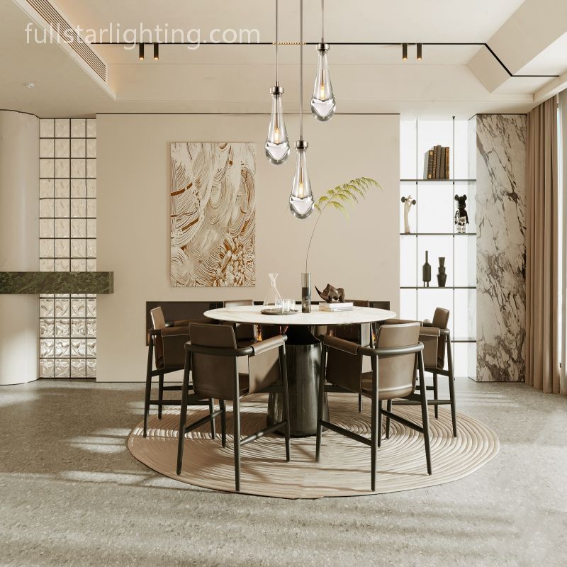 Raindrops 3-Light Rod Round Chandelier