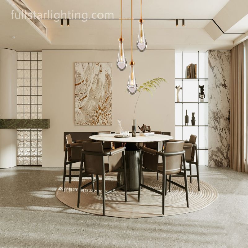 Raindrops 3-Light Rod Round Chandelier