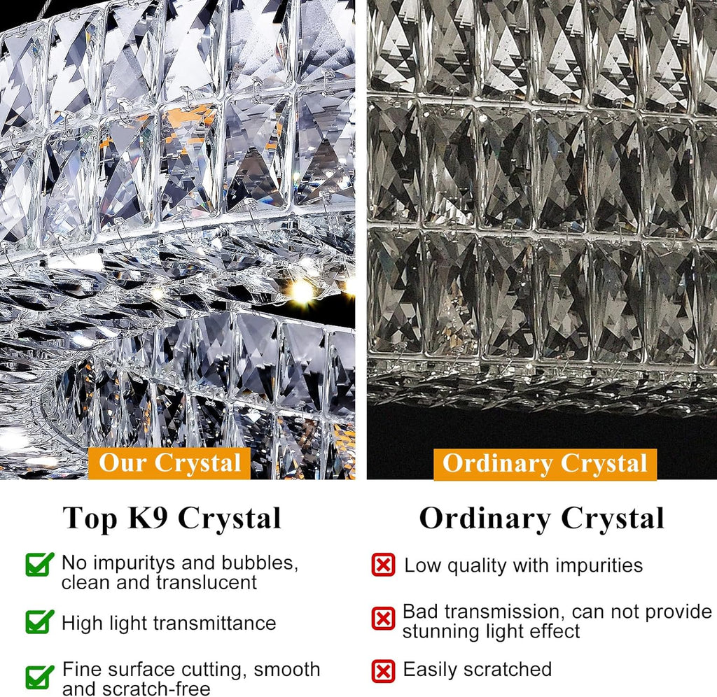 Modern K9 Crystal Round/Rectangular Chandelier 32" 61" - kimoylights