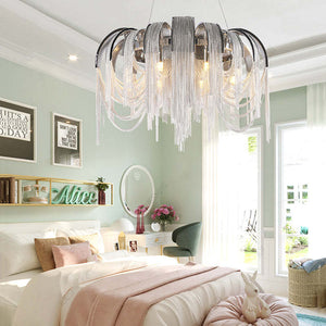Alisa Luxury Aluminum Chain Tassel Chandelier - kimoylights