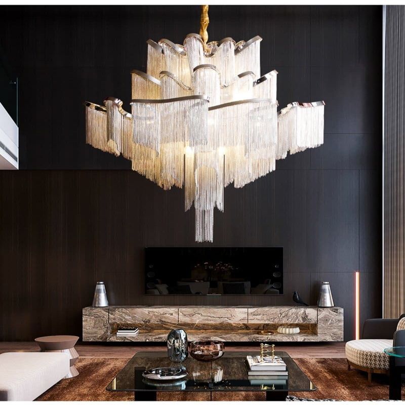 Alisa Luxury Flower Chain Tassel Chandelier - kimoylights