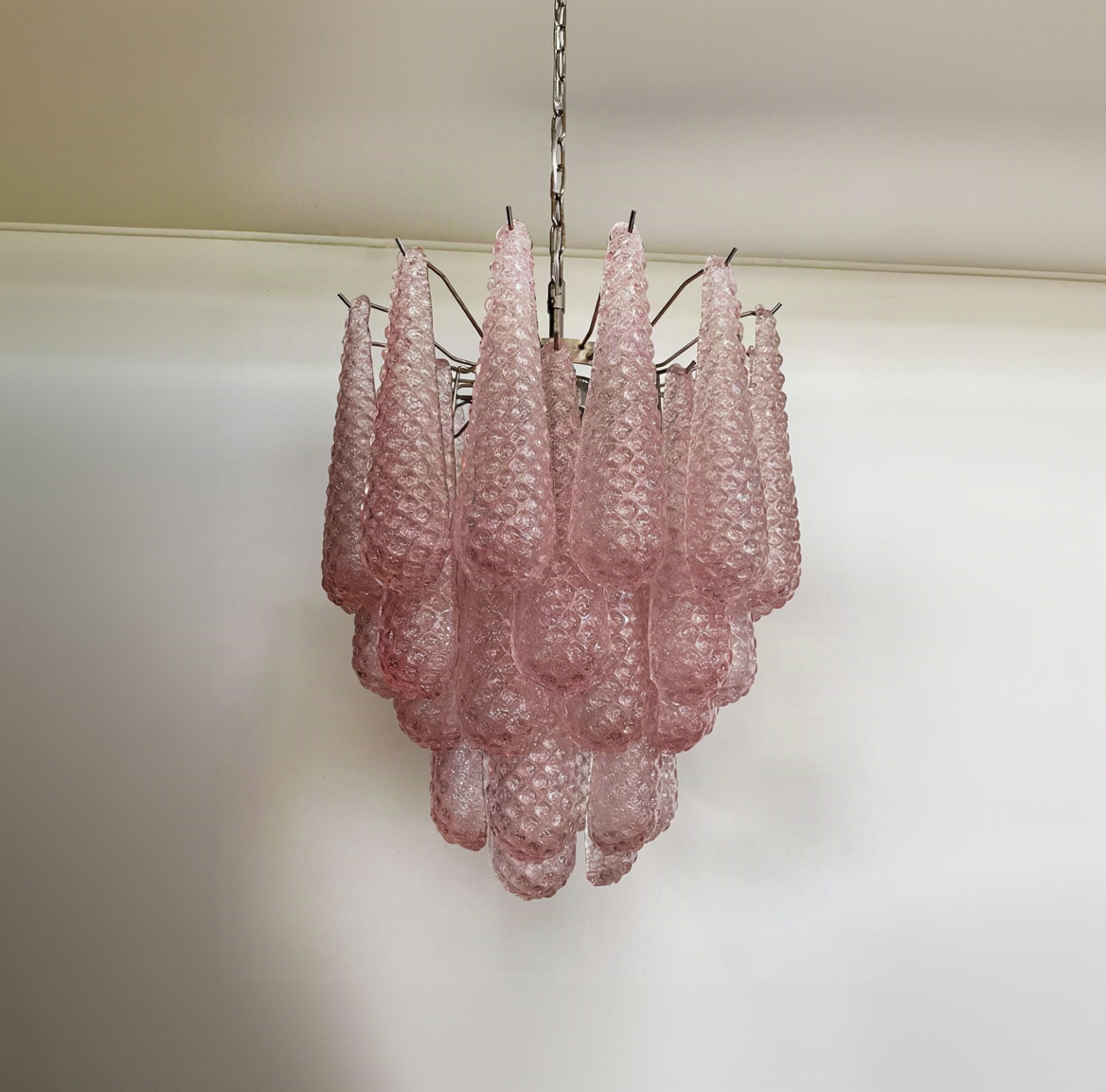 Murano Chandelier 41 Drops Pink