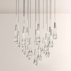 Raindrop Glass Round Solitaire Chandelier -kimoylights