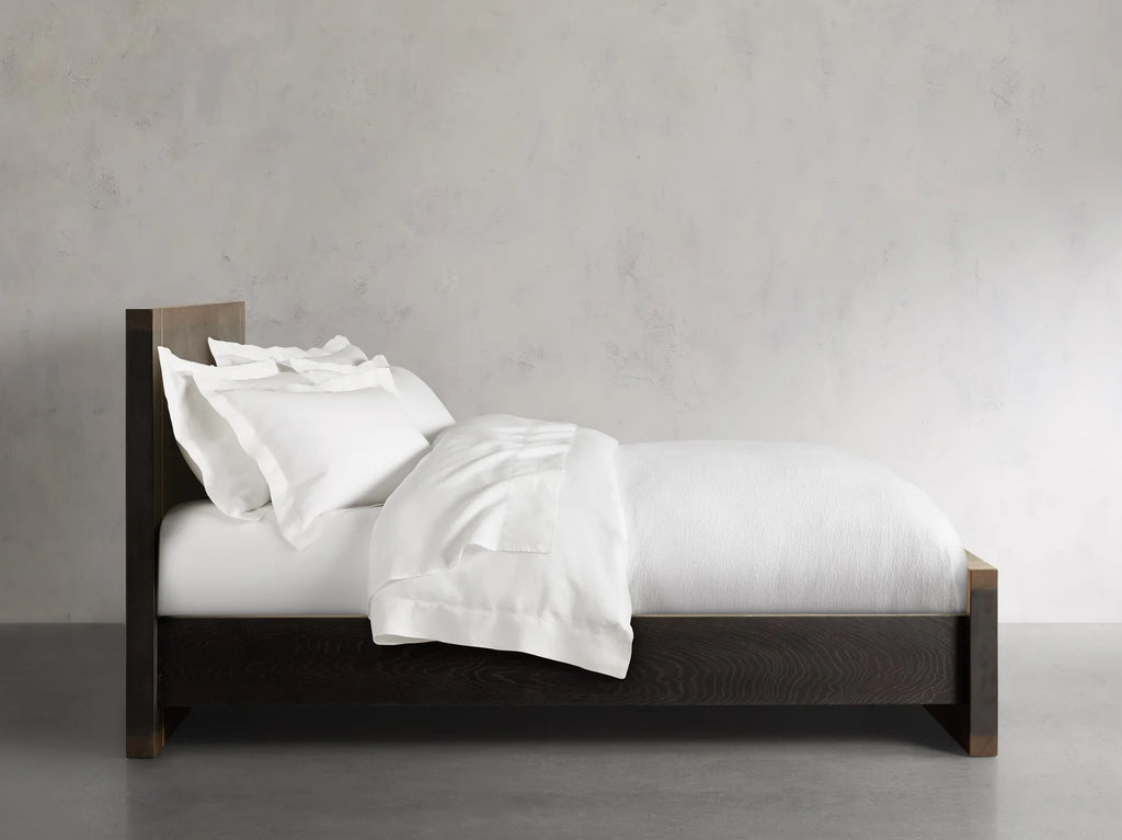 Mihaela Solid Romanian Oak Wood Bed Frame with Hand-Finished Brass Accent Details