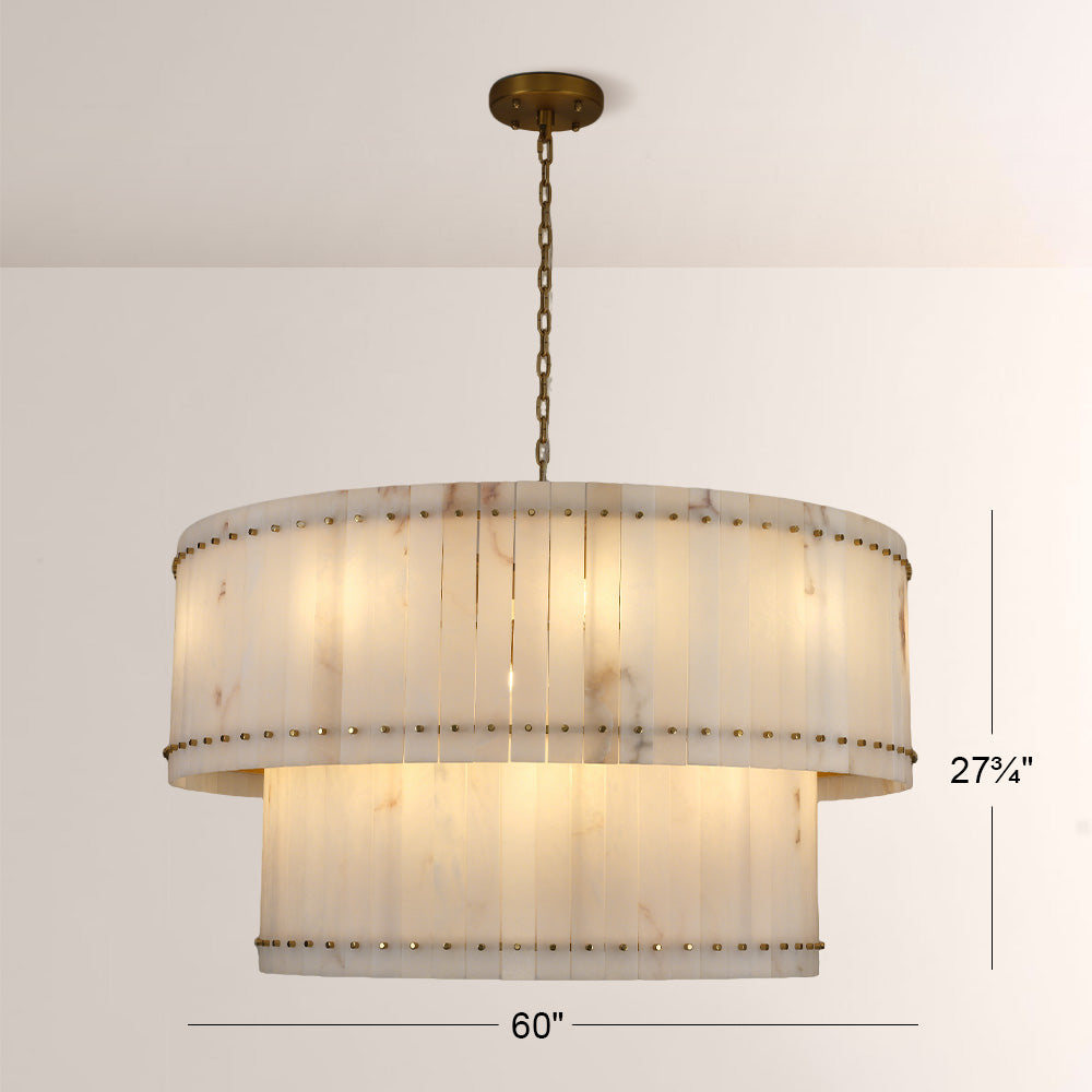Mara Alabaster Round Tiered Chandelier 60"