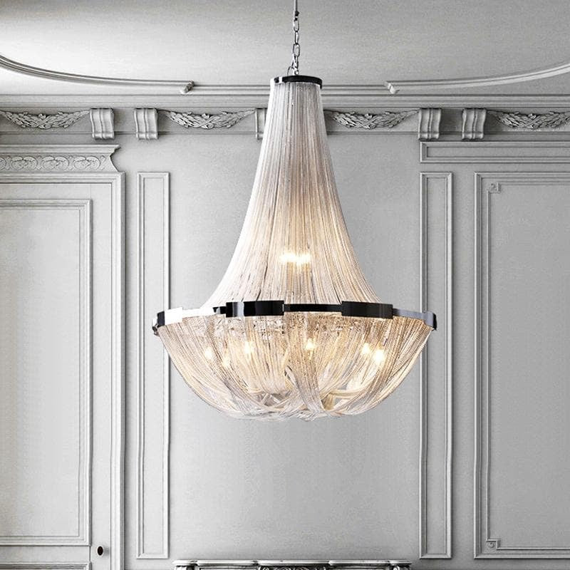 Alisa Luxury Plated Aluminum Chain Tassel Chandelier Diameter 24" 31" - kimoylights