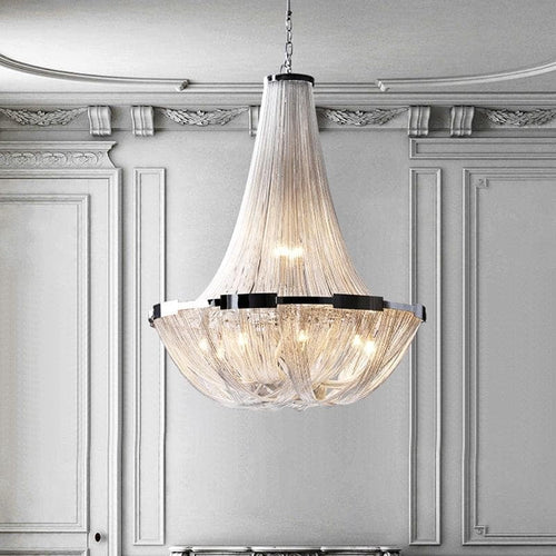 Alisa Luxury Plated Aluminum Chain Tassel Chandelier Diameter 24" 31" - kimoylights