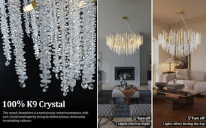 Snow Tree Branch Gold/Silver Chandelier 47''