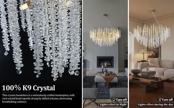 Snow Tree Branch Gold/Silver Chandelier 47''