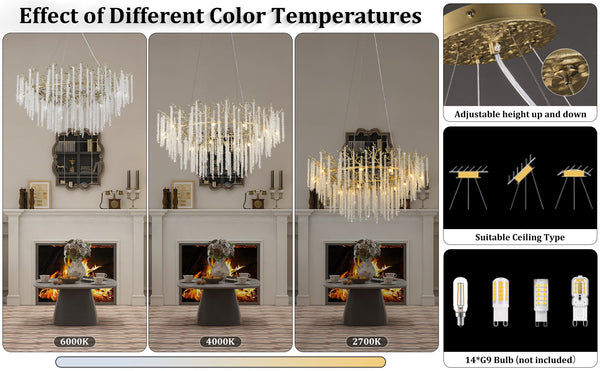Snow Tree Branch Gold/Silver Chandelier 47''