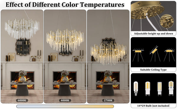 Snow Tree Branch Gold/Silver Chandelier 47''