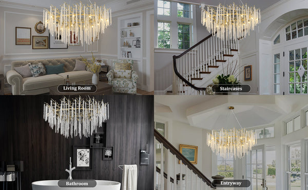 Snow Tree Branch Gold/Silver Chandelier 47''
