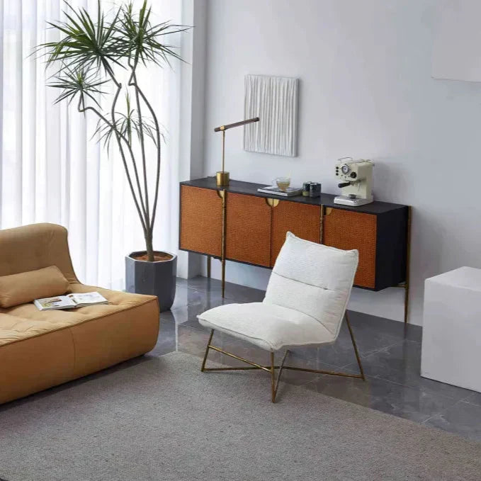 Thaddeus Metal Frame Rattan Long Side Cabinet
