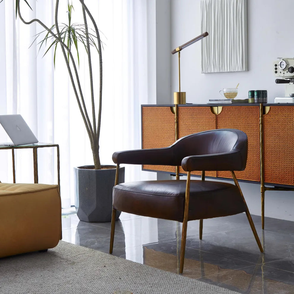 Thaddeus Metal Frame Rattan Long Side Cabinet