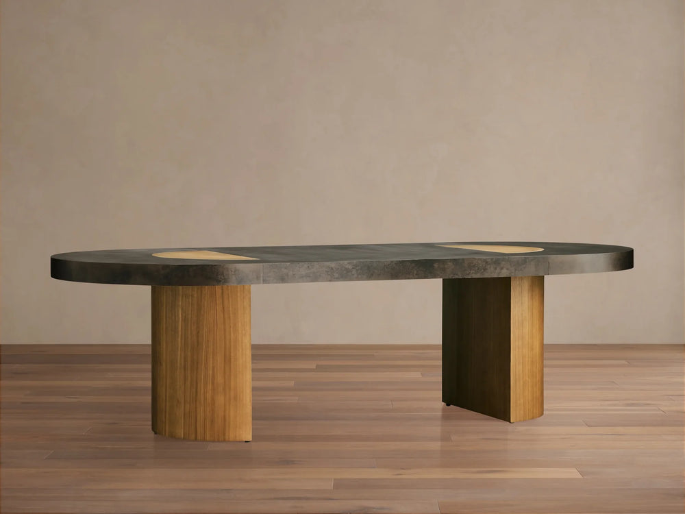 Acacius Dining Table Oxidized Steel Wood Industrial Artisanal Dining