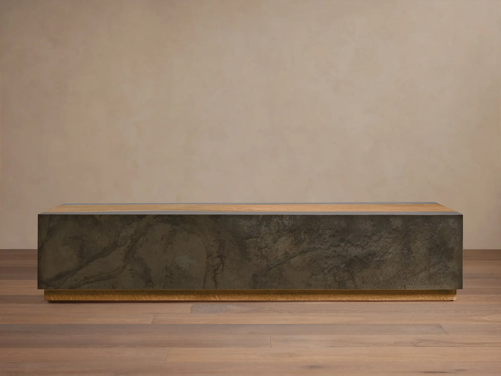 Acacius Industrial Coffee Table Oxidized Steel Reclaimed Wood Living