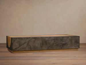 Acacius Industrial Coffee Table Oxidized Steel Reclaimed Wood Living