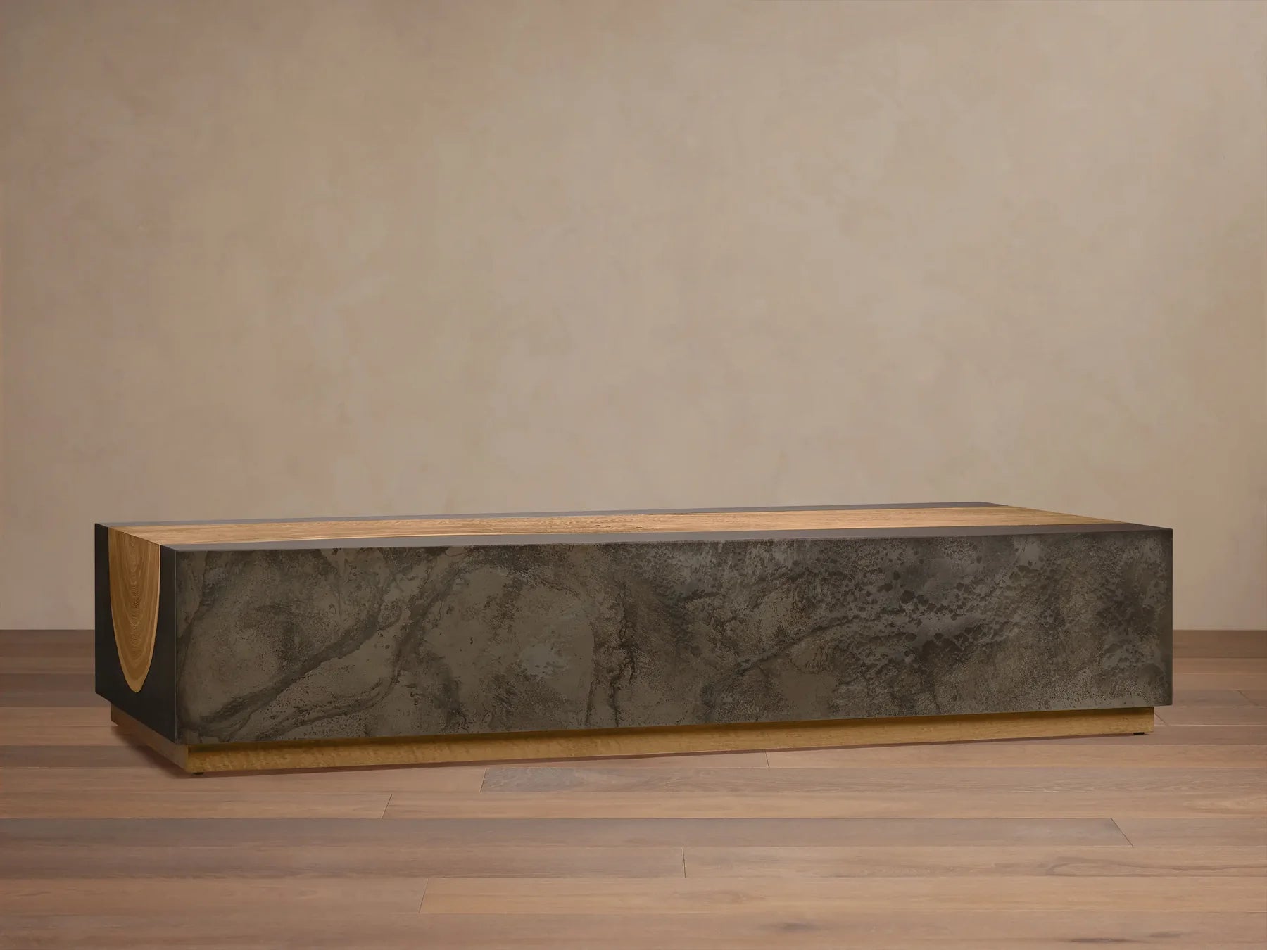 Acacius Industrial Coffee Table Oxidized Steel Reclaimed Wood Living