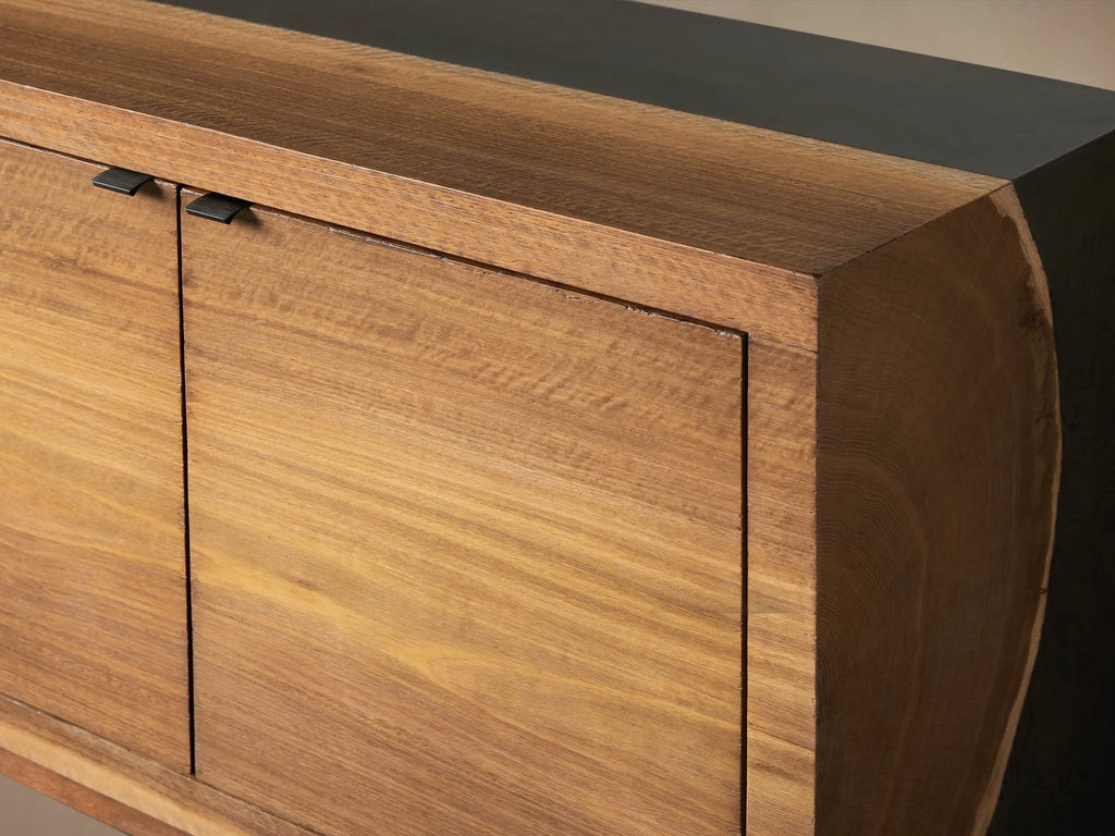Acacius Industrial Media Console Oxidized Steel Reclaimed Wood Living