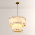 Mara Alabaster Round Tiered Chandelier 22"