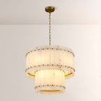 Mara Alabaster Round Tiered Chandelier 22"