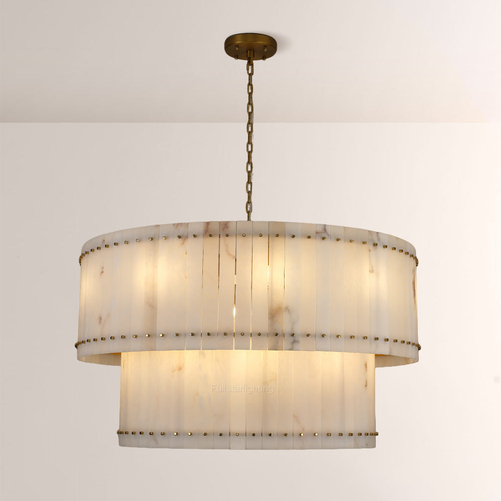Mara Alabaster Round Tiered Chandelier 48"